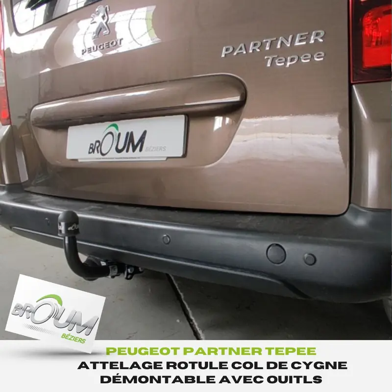 Attelage col de cygne démontable installé sur Peugeot Partner Tepee à Béziers